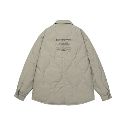 Men's Quilted Oversized Shirt Jacket with Quilting, Snap Buttons, and Chest Pockets EVA-US