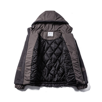 Men's Padded Quilted Hoodie Jacket with Utility Pockets EVA-US
