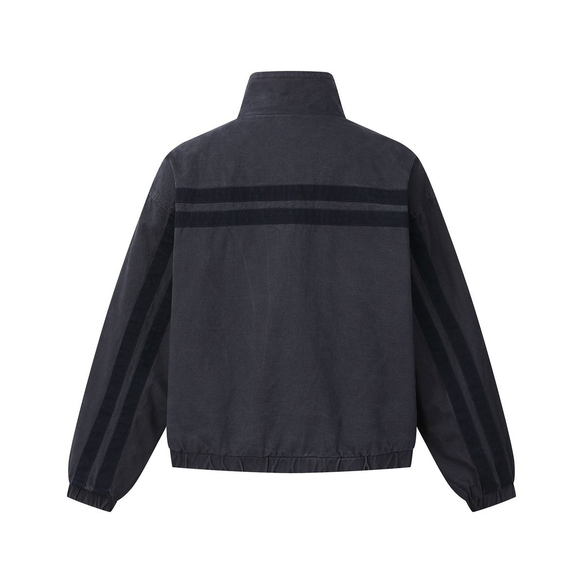 Unisex Short Cut Boxy Blouson Jacket with Stand-Up Collar and Horizontal Chest Piping EVA-US