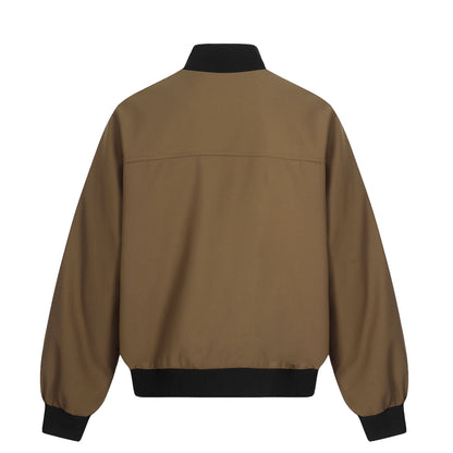 Unisex Short Boxy Bomber Jacket with Concealed Zip Front and High Ribbed Collar EVA-US