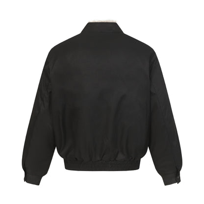Men's short bomber-style jacket with quilted insulation and faux fur stand-up collar EVA-US