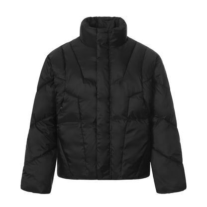 Unisex Short Quilted Insulation Jacket with Warm Funnel Collar EVA-US