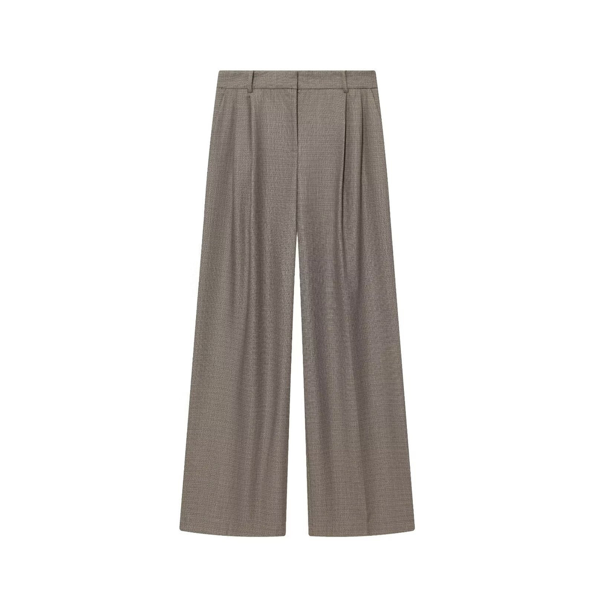 Women Wide-Cut High-Waist Pants with Pleats and Crease EVA-US