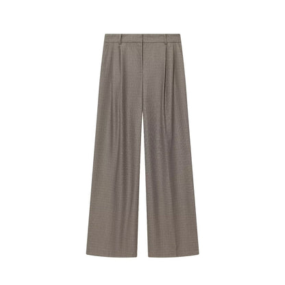 Women Wide-Cut High-Waist Pants with Pleats and Crease EVA-US