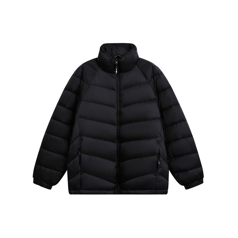Unisex Short cut padded jacket in boxy fit with chevron quilting and high collar EVA-US