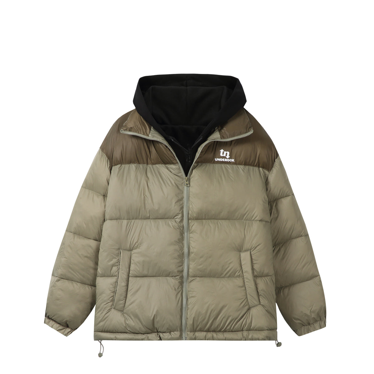 Unisex Short Cut High-Loft Puffer Jacket with Internal Hood and Drawstring Hem EVA-US