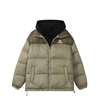Unisex Short Cut High-Loft Puffer Jacket with Internal Hood and Drawstring Hem EVA-US