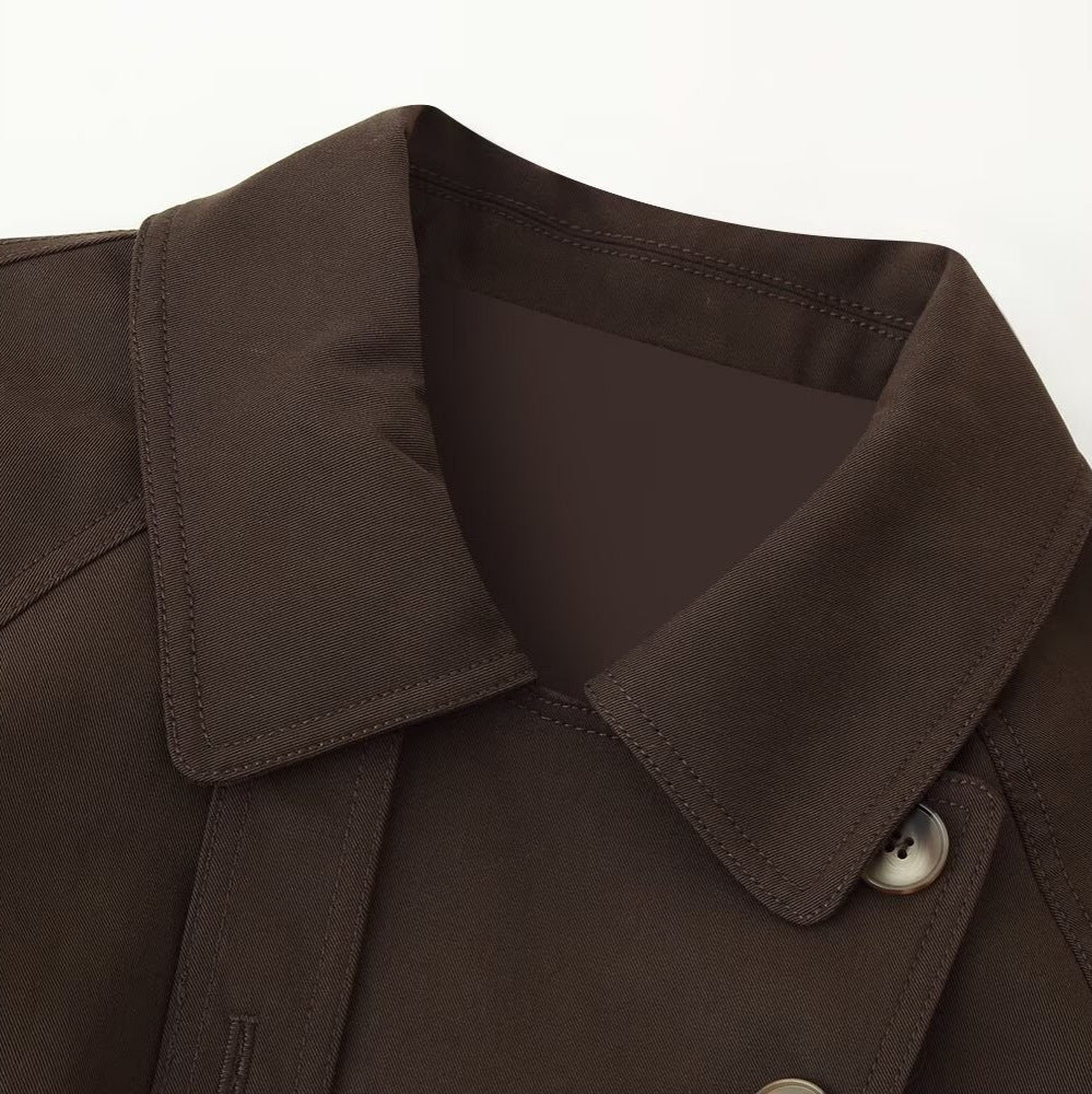 Women's short trench-style jacket with tie belt, raglan sleeves, and tailored fit EVA-US