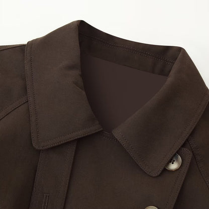 Women's short trench-style jacket with tie belt, raglan sleeves, and tailored fit EVA-US