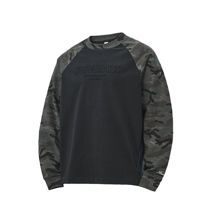 Unisex Oversized Sweatshirt with Camouflage Raglan Sleeves and Embossed Front Logo EVA-US