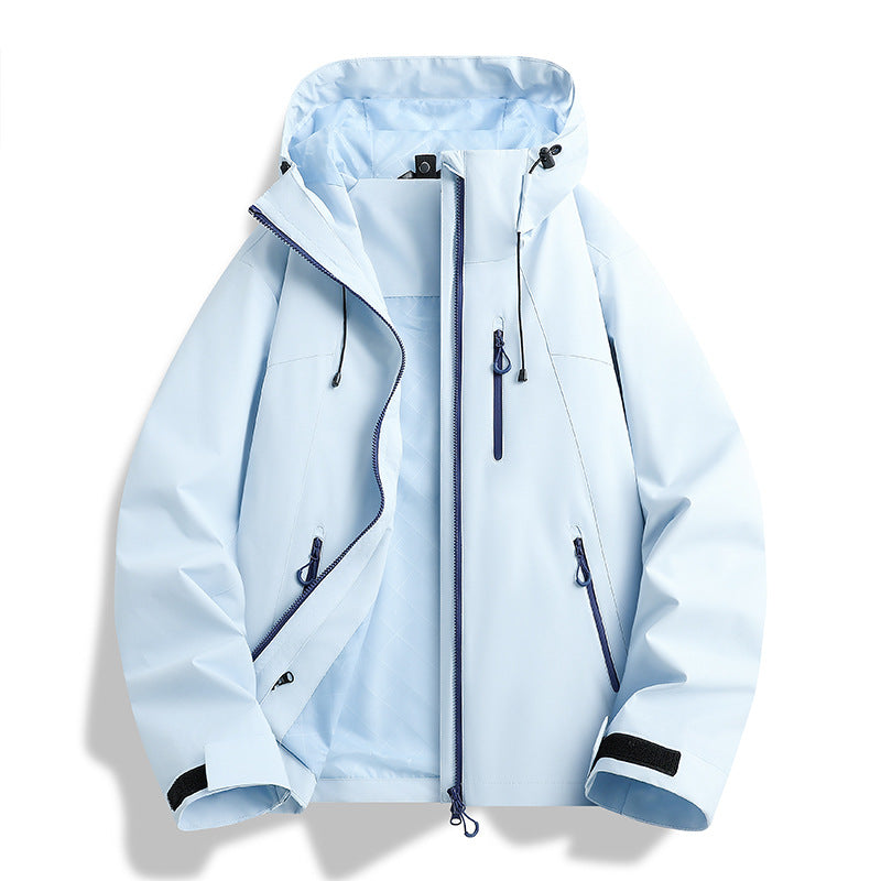 Women Lightweight Waterproof Hooded Jacket with Teddy Charm and Concealed Zipper Pockets EVA-US