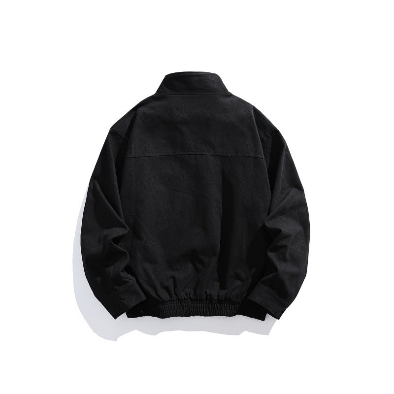 Men's Oversized Canvas Field Blouson with Utility Pockets and Stand-up Collar EVA-US