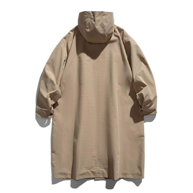 Unisex Longer waterproof oversized coat with hood and patch pockets EVA-US