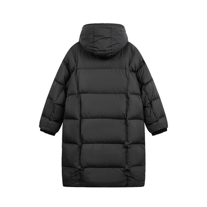 Women's Long Quilted Coat with Hood, Oversize Thermal Insulation EVA-US