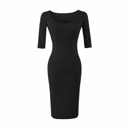 Women Figure-hugging ribbed Midi dress made of stretch knit EVA-US
