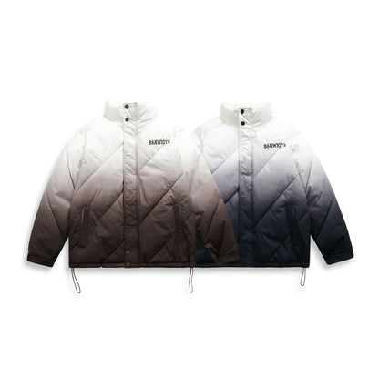 Unisex Short Cut Padded Jacket with Ombre Gradient and Diagonally Quilted Structure EVA-US