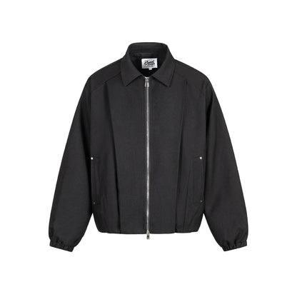 Unisex Boxy-Short Jacket with Shirt Collar, Two-Way Metal Zipper, and Elastic Hem EVA-US