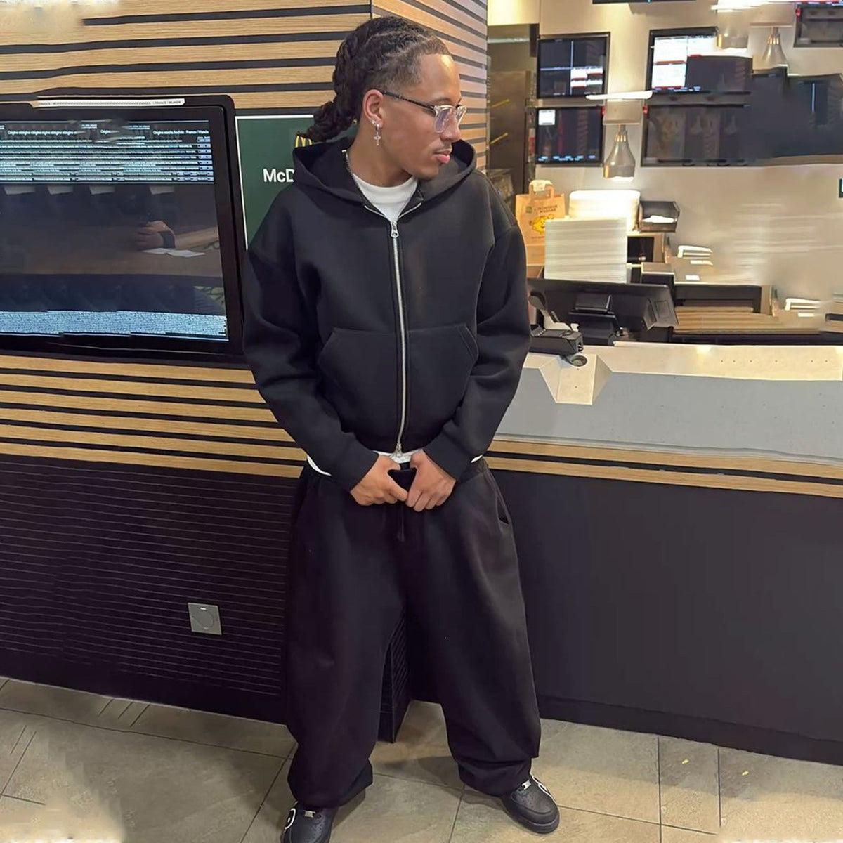 Men's Nan Oversize Zip Hoodie and Relaxed Sweatpants Set EVA-US