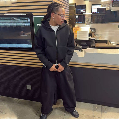 Men's Nan Oversize Zip Hoodie and Relaxed Sweatpants Set EVA-US