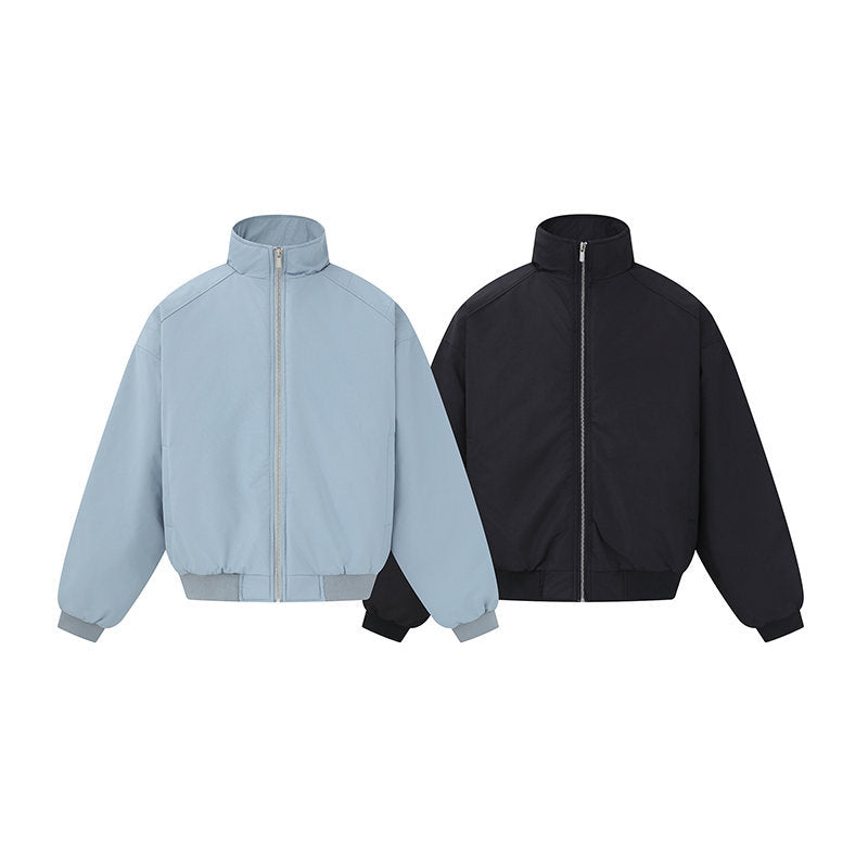 Unisex Boxy-Bomber Jacket with High Stand Collar and Elastic Hem EVA-US