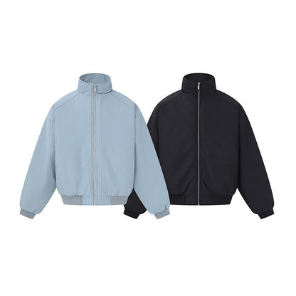 Unisex Boxy-Bomber Jacket with High Stand Collar and Elastic Hem EVA-US