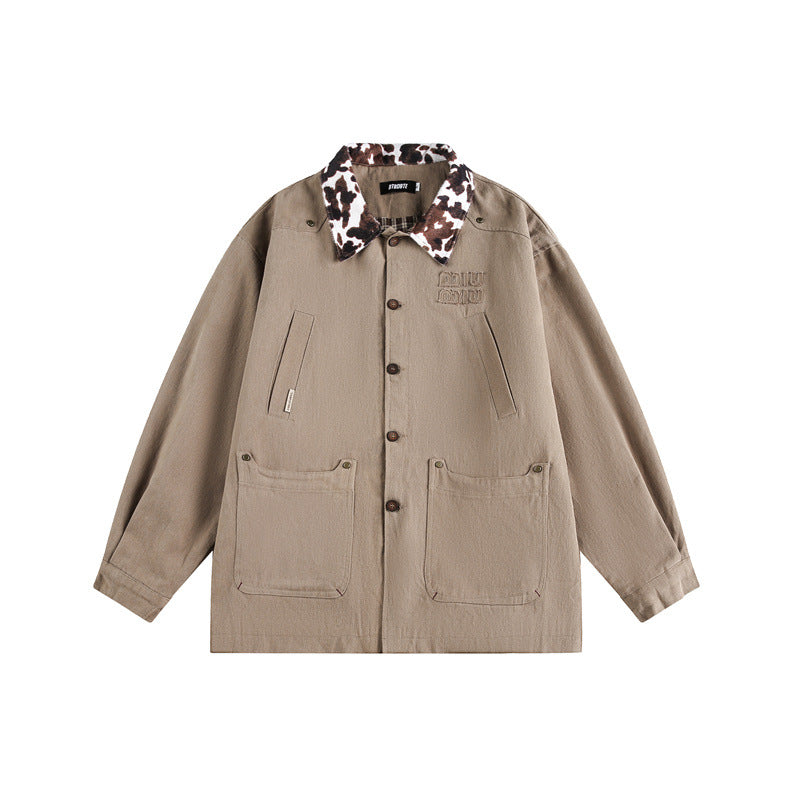 Unisex Overshirt in Utility Workstyle with faux fur collar and large flap pockets EVA-US