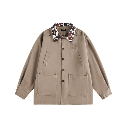 Unisex Overshirt in Utility Workstyle with faux fur collar and large flap pockets EVA-US