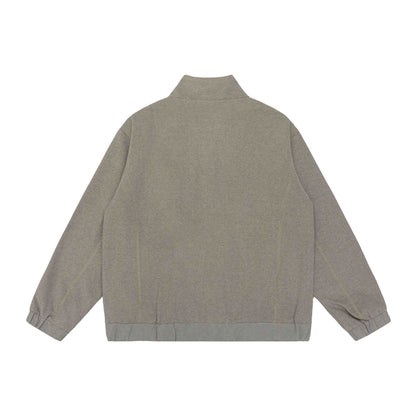 Unisex short jacket in boxy cut made of wool blend with funnel collar and zipper EVA-US