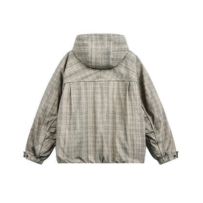 Unisex Oversize Utility Hoodie with checkered pattern and drawstring EVA-US