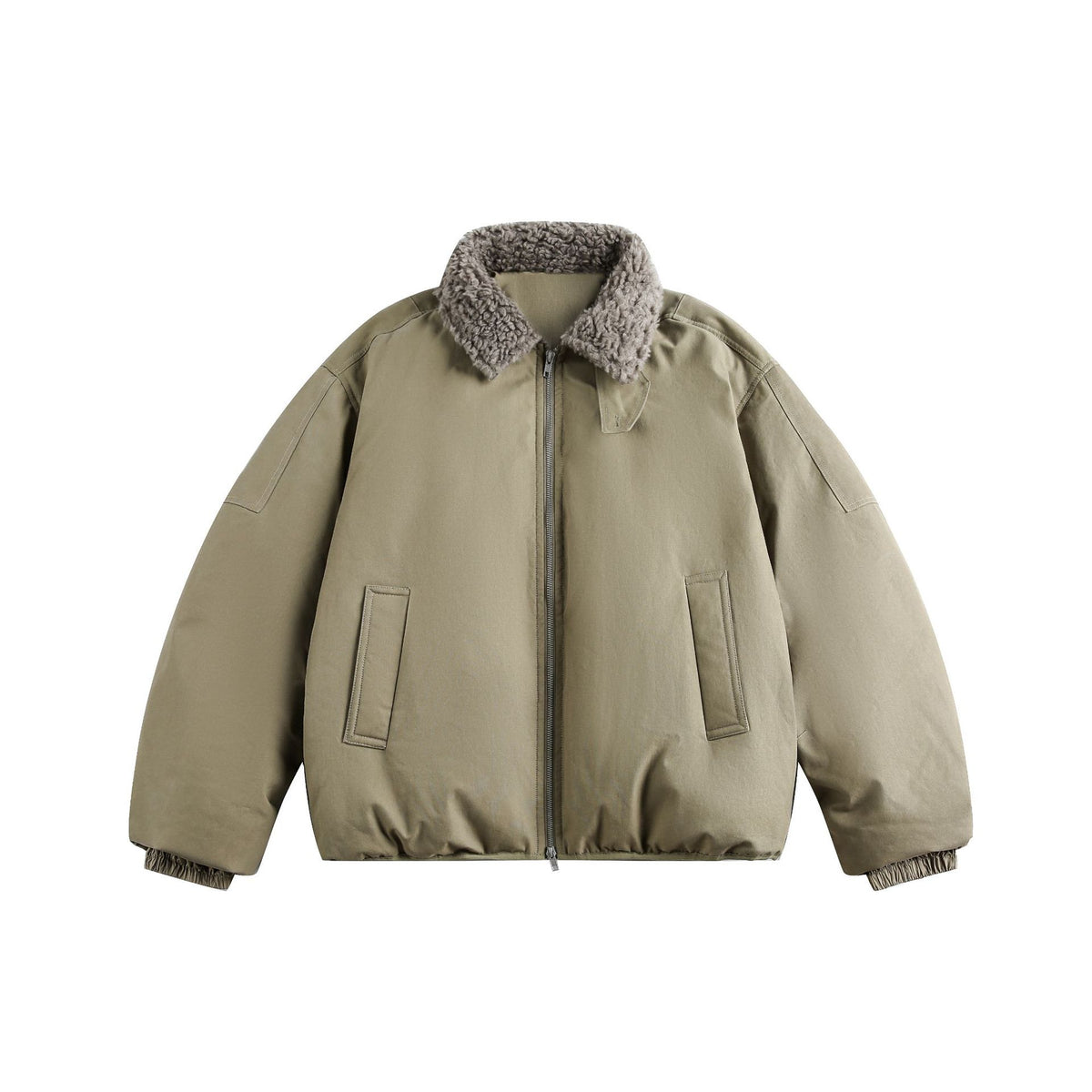 Men's Warm Insulated Field Bomber Jacket with Sheepskin-Look Collar EVA-US