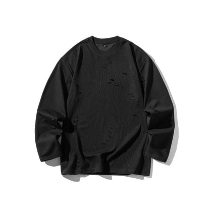 Unisex Oversized Sweatshirt made of heavy cotton blend with distressed effect and fine waffle texture EVA-US