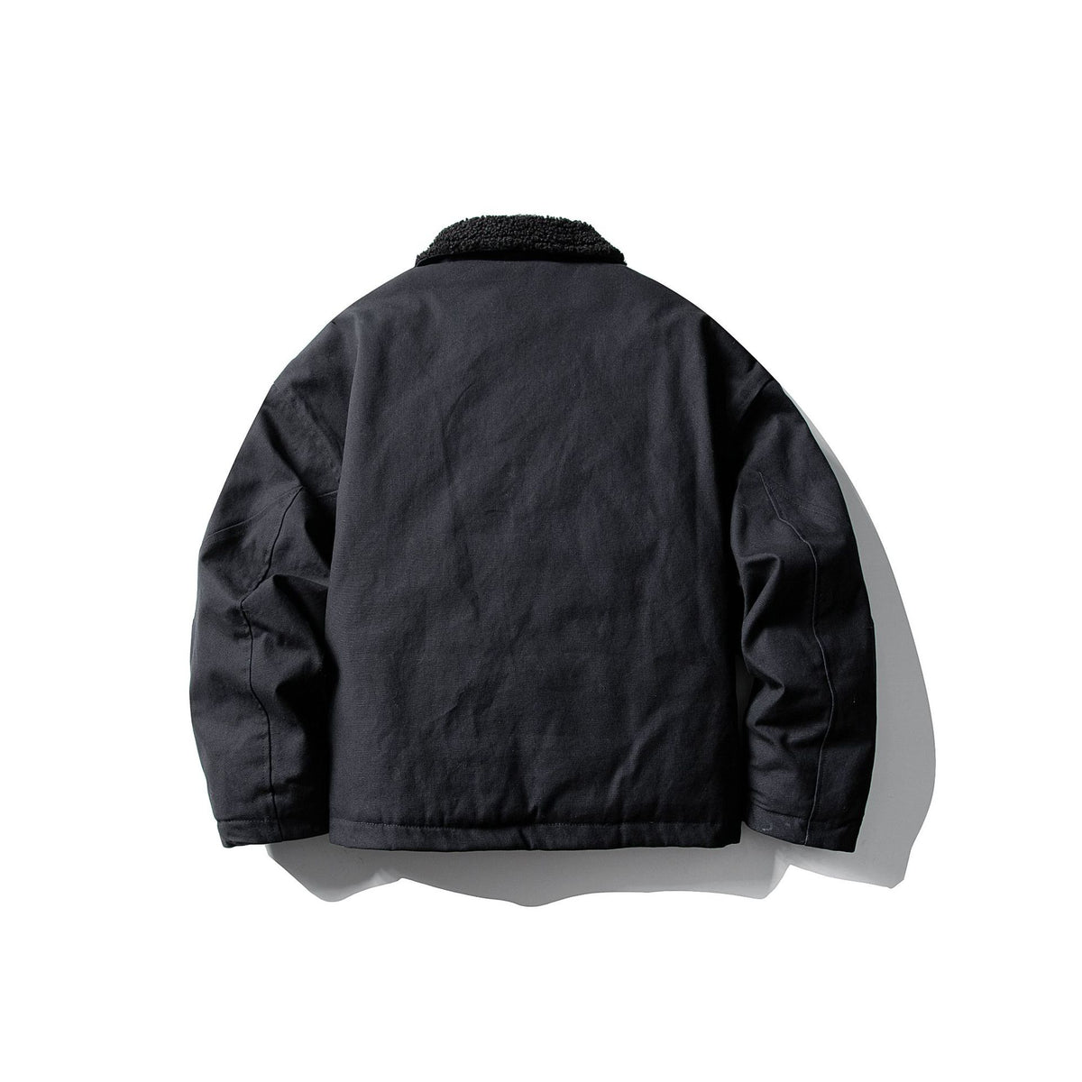 Unisex Short Canvas Field Blouson with Teddy Collar and Two-Way Zipper EVA-US