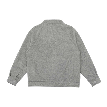 Unisex Slim Fit Wool Blend Blouson Jacket with High Stand Collar and Concealed Zipper EVA-US