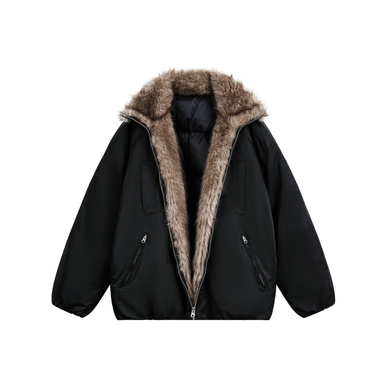 Men's down jacket with cozy faux fur lining and hood EVA-US