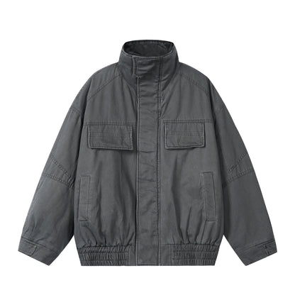 Unisex Boxy-Field jacket with high stand-up collar, flap pockets and elastic hem EVA-US