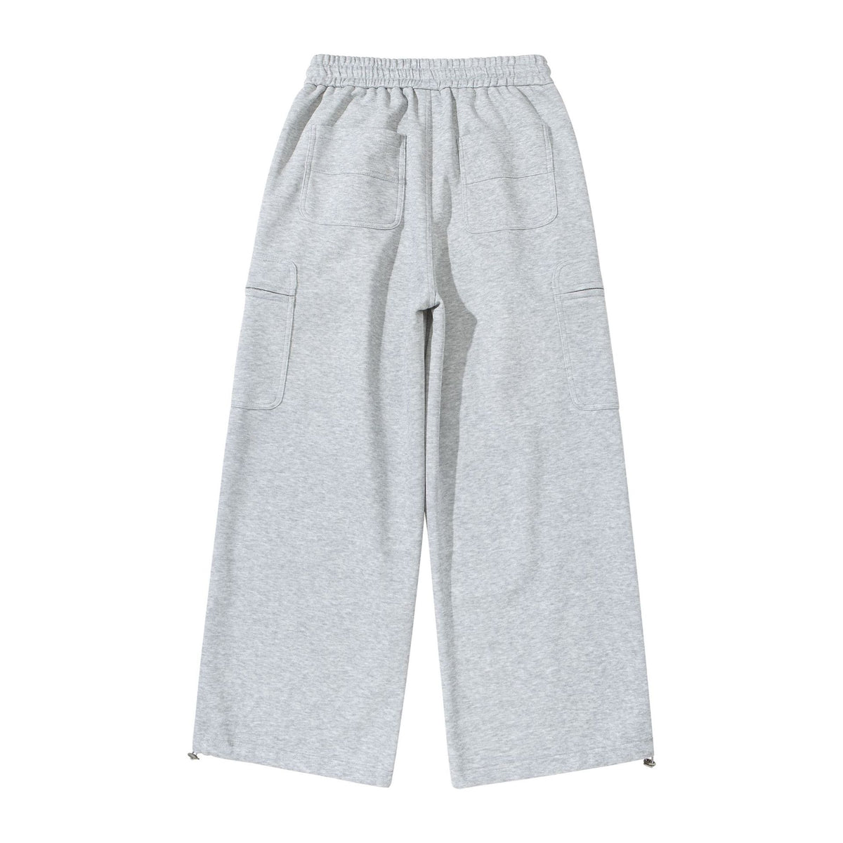 Women Wide Cropped Sweatpants with Drawstring, Cargo Pockets and Zipper Details EVA-US