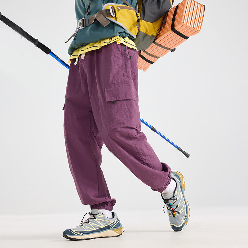 Men's Lightweight Utility Cargo Pants made of Ripstop with Elastic Hem and Multiple Pockets EVA-US