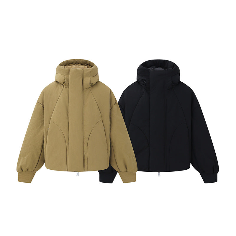 Women's short padded quilted jacket with high stand-up collar and balloon sleeves EVA-US