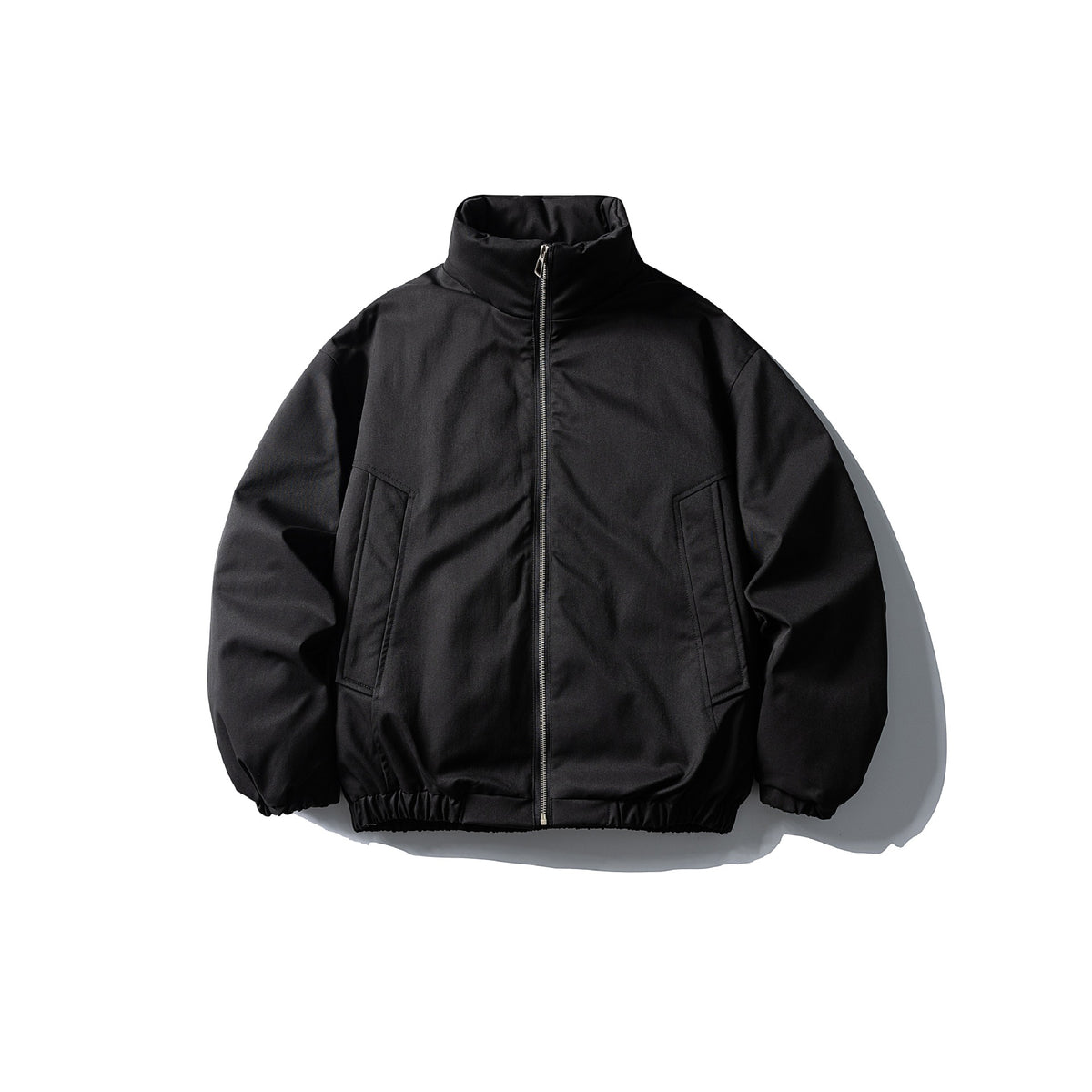 Men's Boxy Short Parka with High Stand Collar, Elastic Hem and Applied Front Pockets EVA-US