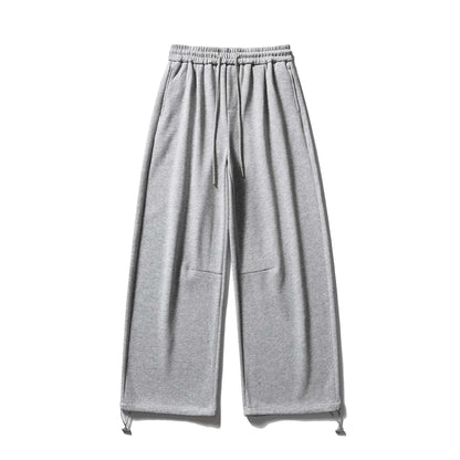 Unisex Wide Sweatpant with Drawstring, Knee Patch and Adjustable Hem EVA-US