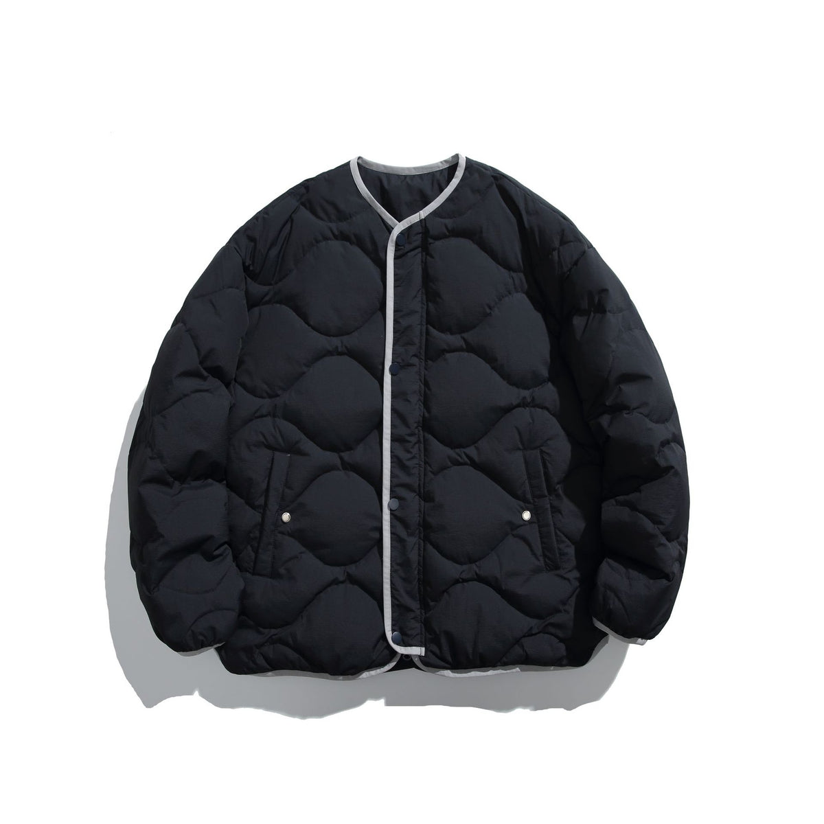 Unisex Boxy quilted liner jacket in oversized style with round neckline EVA-US