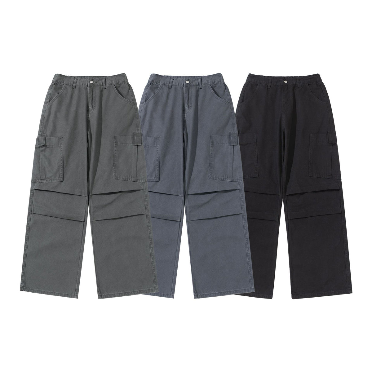 Women's Wide High-Waist Cargo Pants with Patch Pockets and Reinforced Knees EVA-US