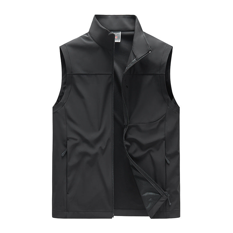 Men's softshell vest with windproof membrane, high collar and concealed zipper EVA-US