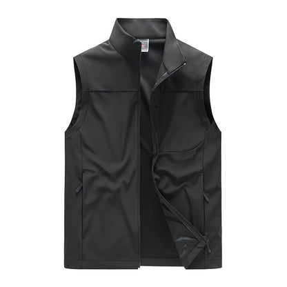 Men's softshell vest with windproof membrane, high collar and concealed zipper EVA-US