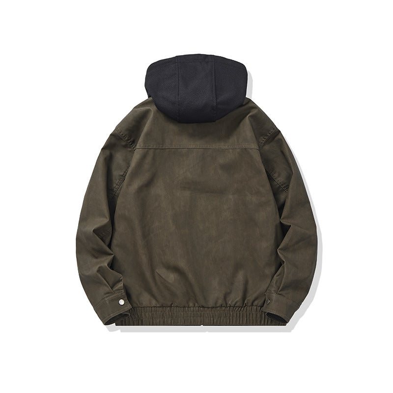 Men's Hooded Canvas Blouson in Boxy Cut with Utility Details EVA-US