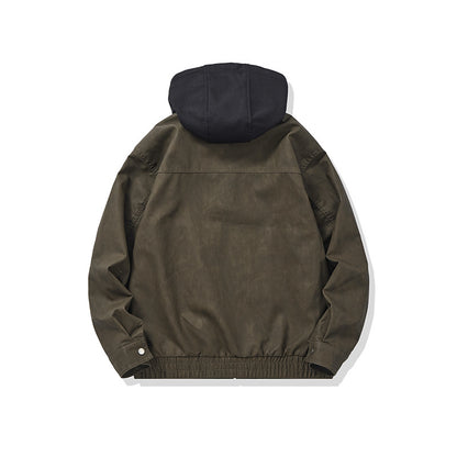 Men's Hooded Canvas Blouson in Boxy Cut with Utility Details EVA-US