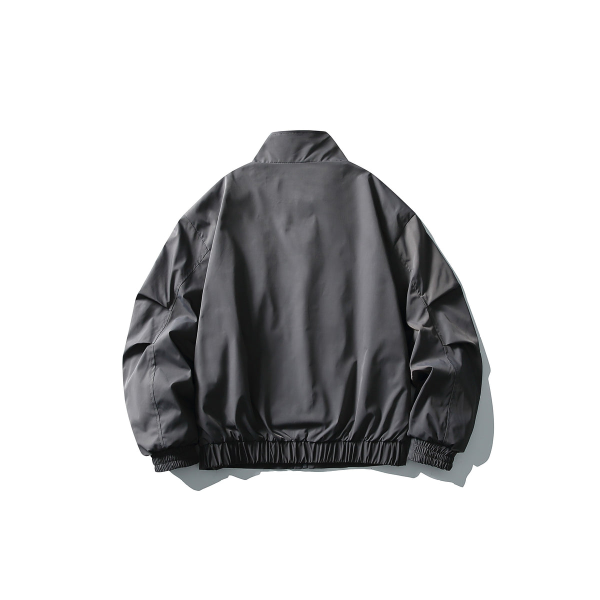 Unisex Short Cut Technical Boxy Bomber with Stand-up Collar, Snap Placket and Elastic Cuffs EVA-US