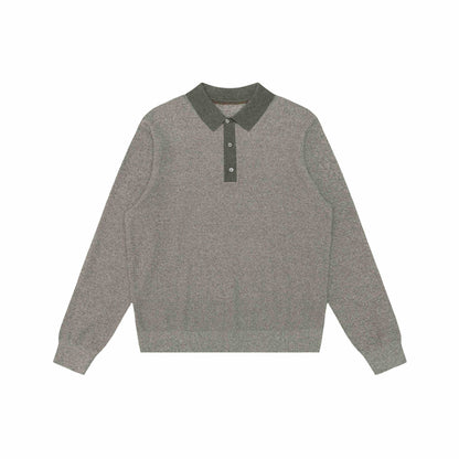 Unisex Structured Polo Collar Knitted Sweater with Half Button Placket EVA-US