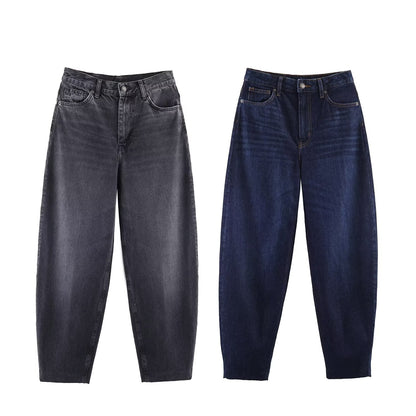 Women High-Waist Balloon Jeans with wide thigh and tapered hem EVA-US