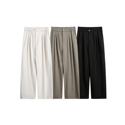 Women's loose-fit palazzo pants with elastic waistband, pleats, and straight leg EVA-US